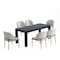 Manhattan Comfort Rectangle Dining Set of 7 W/ Flor Chairs, 70.86 in L, American Solid Ash Wood, Black and Wheat 6-DT02DC052-WT - alternate 10